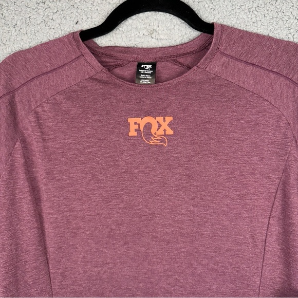 RideFox Top Womens Medium Mauve Long Sleeve Front Back Logo T-Shirt NEW - Picture 4 of 9